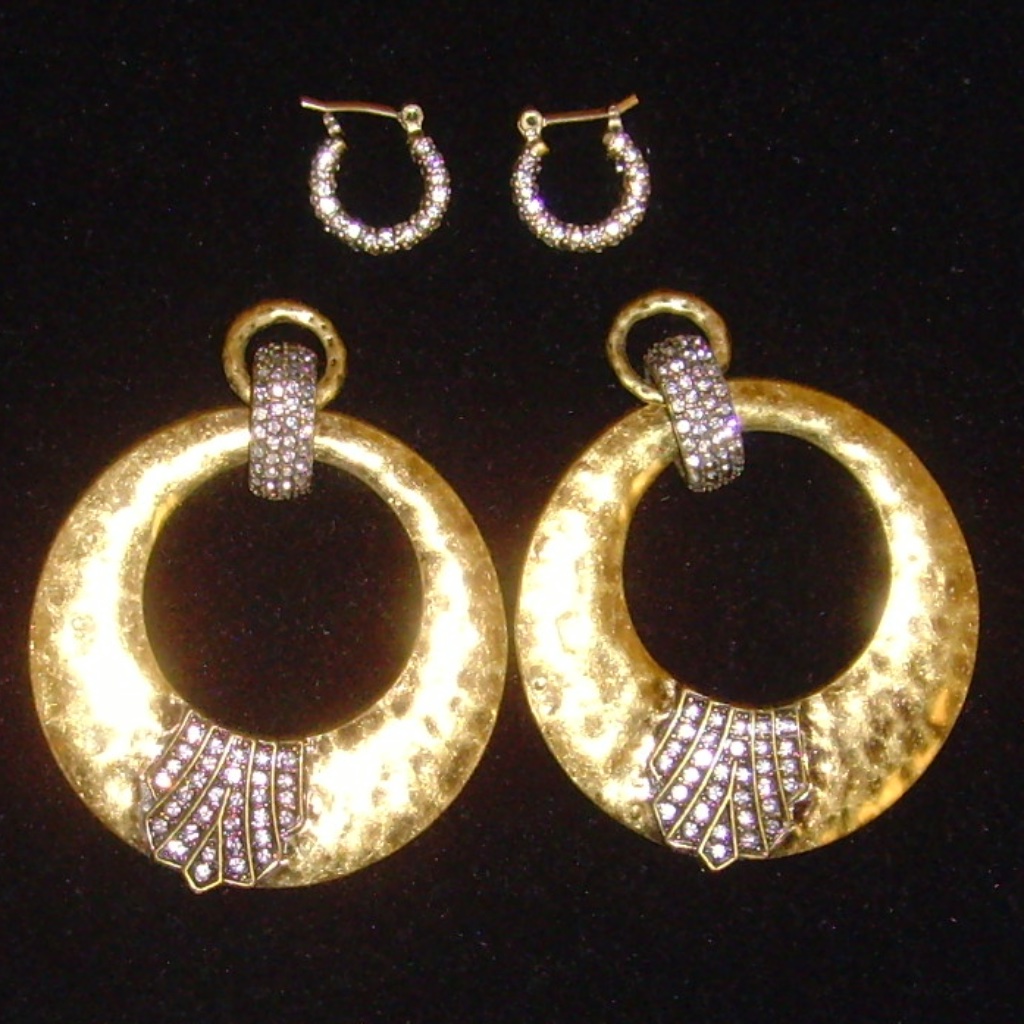 Abs Allen Schwartz Gold-Tone And Rhinestone Dangle Earrings 52$